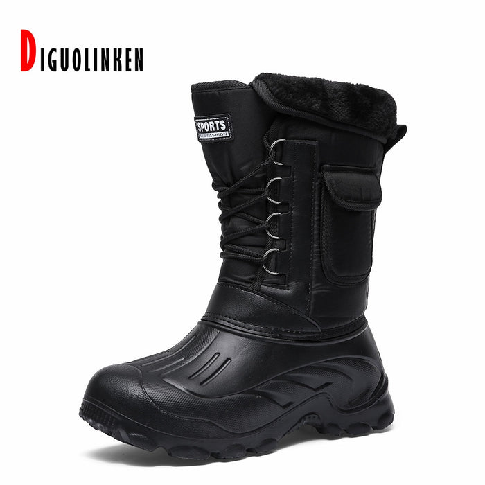 2021 Men Boots Waterproof Warm Fur Winter Men Snow Boots Outdoor Comfort Casual Camouflage Work Fishing Boot Mid-Calf  Footwear