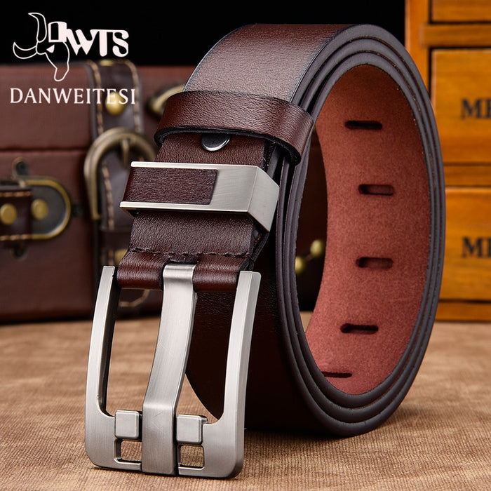 [DWTS]Men Belt Male High Quality Leather Belt Men Male Genuine Leather Strap Luxury Pin Buckle Fancy Vintage Jeans Free Shipping