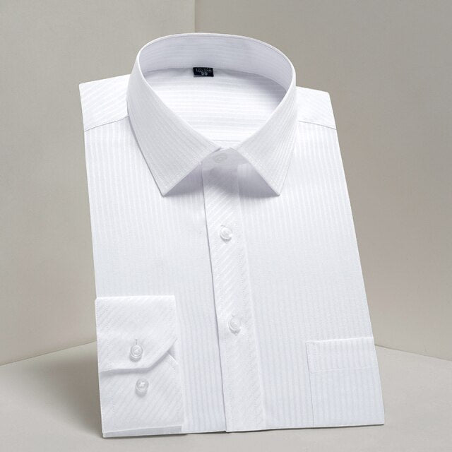 Men's Dress Shirt Regular Fit Solid Formal Business Social Shirts White Clothes 6XL 7XL 8XL