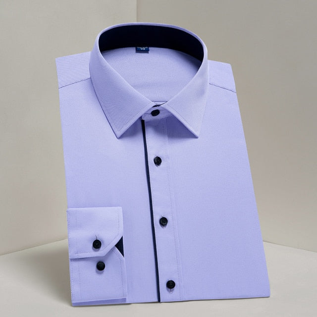 Men's Dress Shirt Regular Fit Solid Formal Business Social Shirts White Clothes 6XL 7XL 8XL