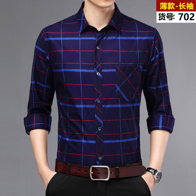 2021 Winter Mens Fashion Warm Long Sleeve Plaid Shirt Thick Fleece Lined Soft Casual Flannel Warm Dress Shirt Plus Size 5XL 6XL