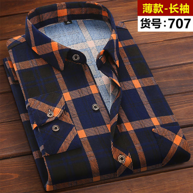 2021 Winter Mens Fashion Warm Long Sleeve Plaid Shirt Thick Fleece Lined Soft Casual Flannel Warm Dress Shirt Plus Size 5XL 6XL