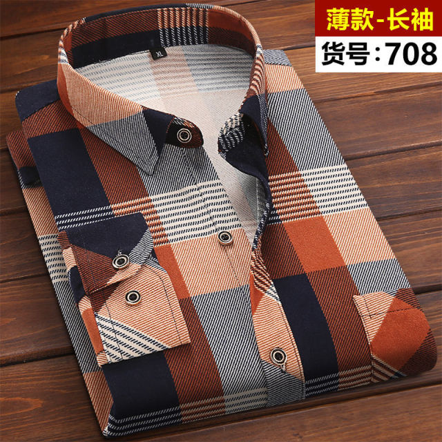 2021 Winter Mens Fashion Warm Long Sleeve Plaid Shirt Thick Fleece Lined Soft Casual Flannel Warm Dress Shirt Plus Size 5XL 6XL