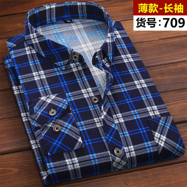 2021 Winter Mens Fashion Warm Long Sleeve Plaid Shirt Thick Fleece Lined Soft Casual Flannel Warm Dress Shirt Plus Size 5XL 6XL