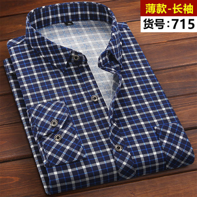 2021 Winter Mens Fashion Warm Long Sleeve Plaid Shirt Thick Fleece Lined Soft Casual Flannel Warm Dress Shirt Plus Size 5XL 6XL