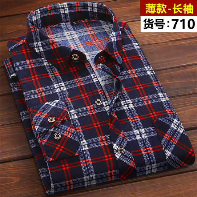 2021 Winter Mens Fashion Warm Long Sleeve Plaid Shirt Thick Fleece Lined Soft Casual Flannel Warm Dress Shirt Plus Size 5XL 6XL