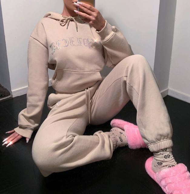 Tracksuit 2 Piece Women Set Oversize Hoodies Sweatshirt Loose Sweatpants Joggers Sport Suit Women Outfits Sweatsuit