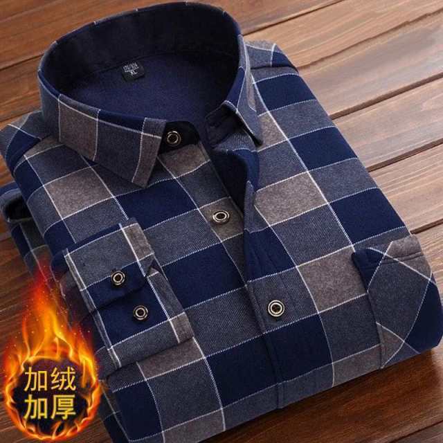 Autumn Winter Thick Velvet Dress Shirt For Men Casual Long Sleeve Warm Fleece Lining Shirts Fashion Soft Flannel Plus Size 5XL