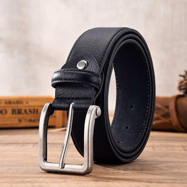 [LFMB]cow genuine leather luxury strap male belts for men new fashion classice vintage pin buckle leather belt male belt men