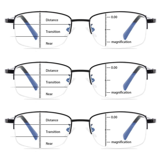 Progressive Multifocus Computer Reading Glasses Blue Light Blocking Titanium Alloy Spring Hinge Multifocal Readers Eyeglasses