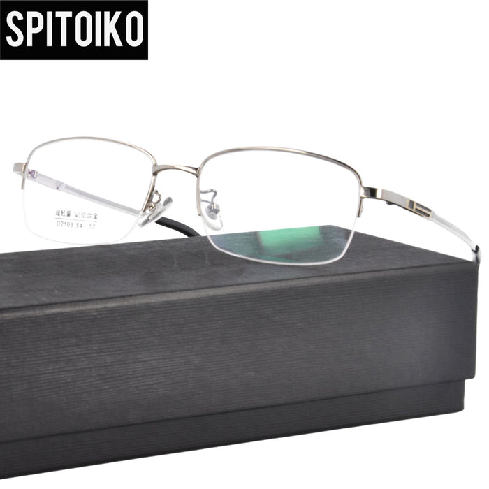 SPITOIKO Rectangle Memory Titanium Eyeglasses Half Rim Prescription Optical Frame Spectacles Eyeware Optical Frame D2103