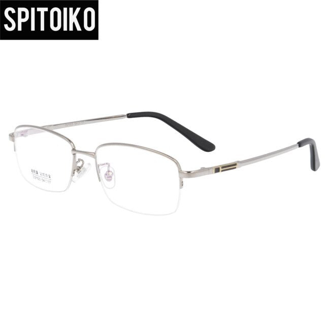 SPITOIKO Rectangle Memory Titanium Eyeglasses Half Rim Prescription Optical Frame Spectacles Eyeware Optical Frame D2103