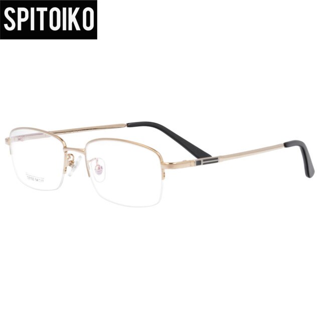 SPITOIKO Rectangle Memory Titanium Eyeglasses Half Rim Prescription Optical Frame Spectacles Eyeware Optical Frame D2103