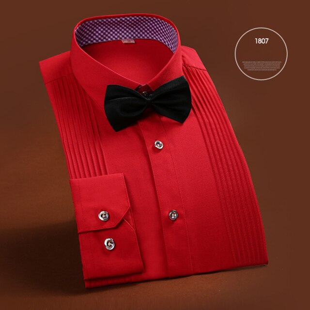 New Arrival High Quality Brand Mens Clothes French Style Wedding Tuxedo Shirt Mens Dress Shirts Groom Long Sleeve Shirts