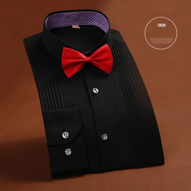 New Arrival High Quality Brand Mens Clothes French Style Wedding Tuxedo Shirt Mens Dress Shirts Groom Long Sleeve Shirts