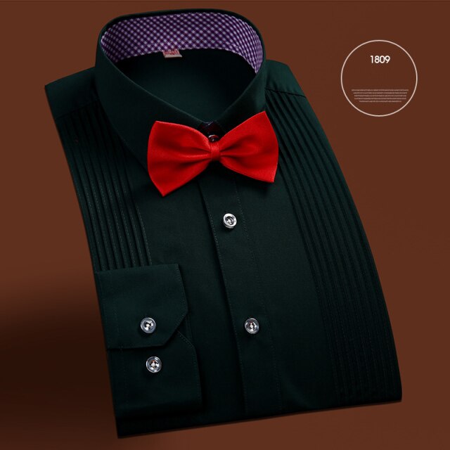 New Arrival High Quality Brand Mens Clothes French Style Wedding Tuxedo Shirt Mens Dress Shirts Groom Long Sleeve Shirts